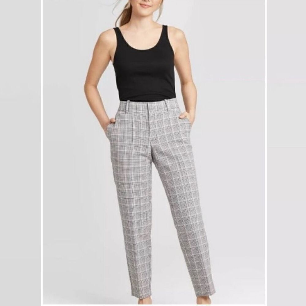 A New Day Plaid mid rise slim crop pant